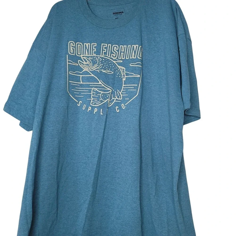 Men's 3XB Goods For Life - Gone Fishing  Graphic T Shirt Y2K Costal Beach Resort